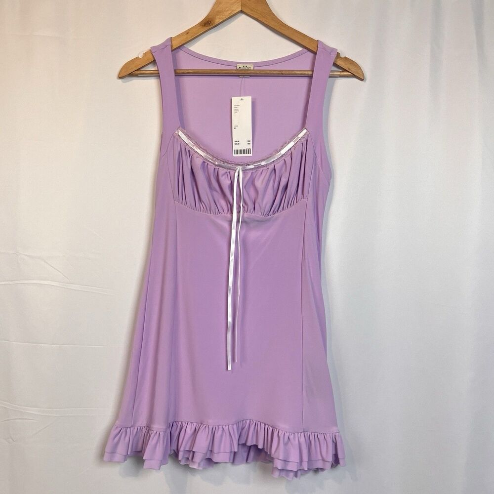 NWT Urban Outfitters Kimchi Size M Lavender Coquette Ruffle Romantic Mini Dress